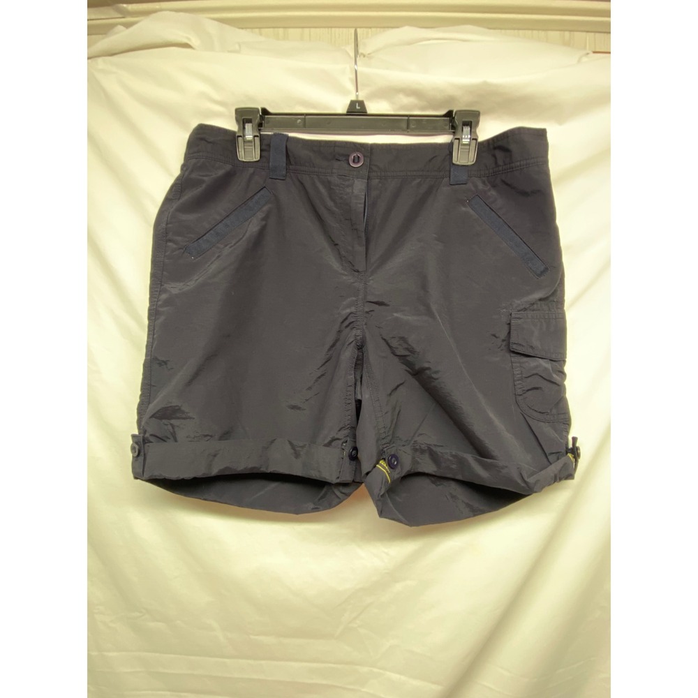 Lands End Navy Blue Cargo Shorts Womens 12P Petite Cotton Nylon Utility Cuffed